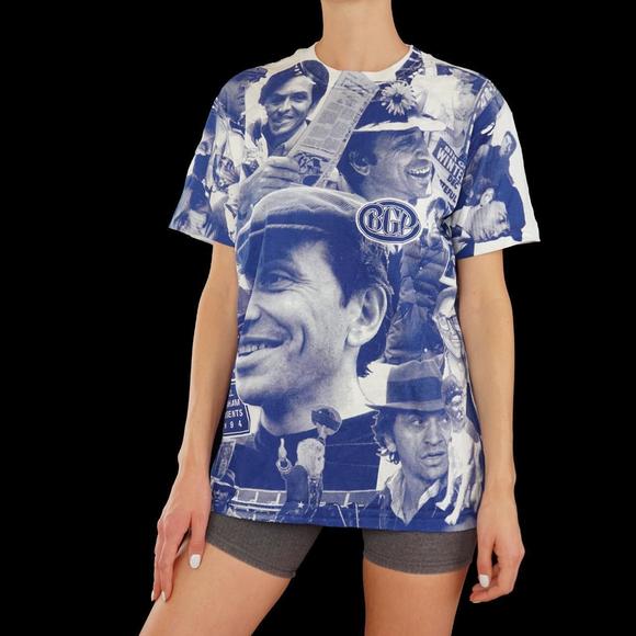 1994 Bill Graham blue and white all over print tshirt - Picture 4 of 7